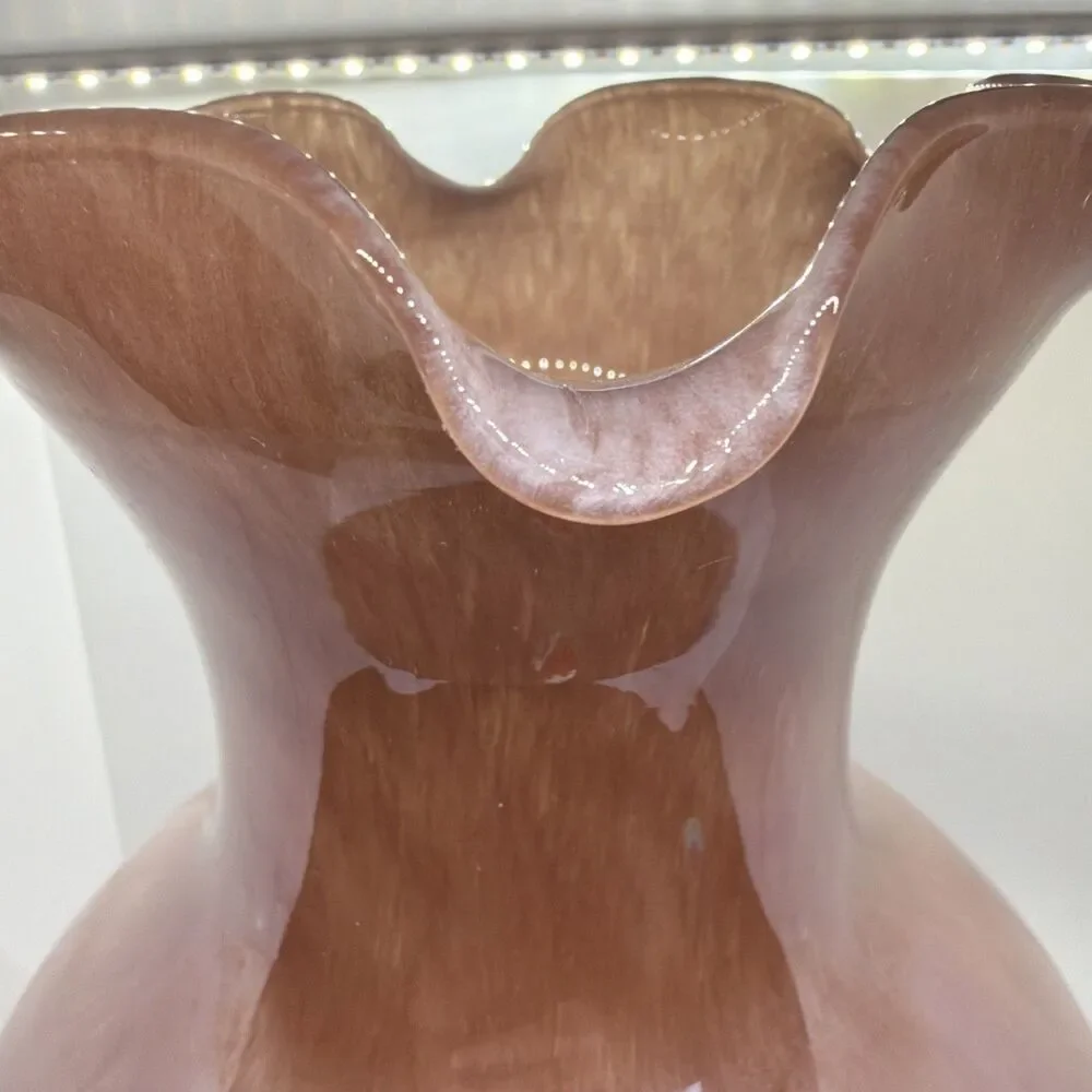 Lavorazione Arte MURANO  Dark Pink And White Vase 14